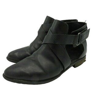 Tibi New York 37 FR 7 US Gail Cutout Black Leather Ankle Booties Boots Strappy